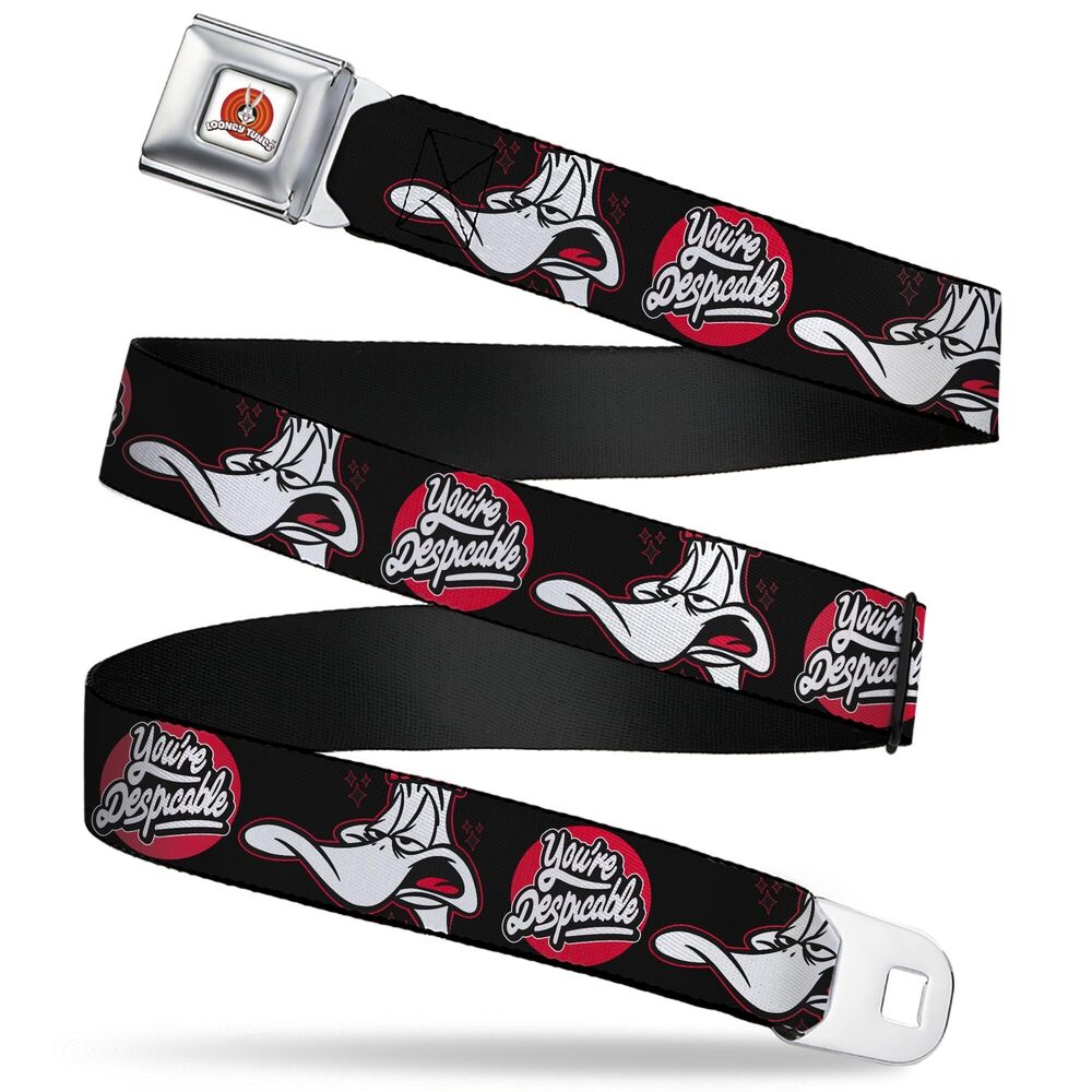 7047 Looney Tunes Belt, Seatbelt Buckle Belt, Looney Tunes Daffy Duck